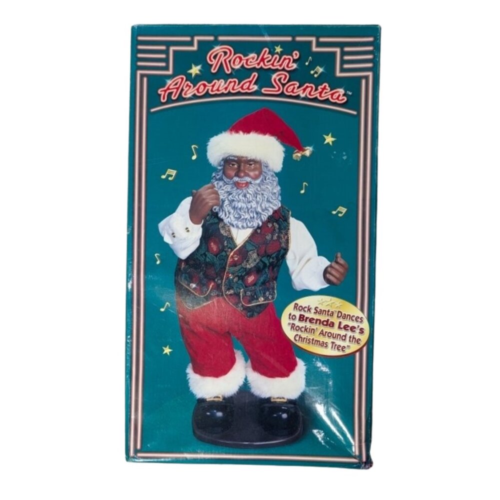 1999 Rockin Around Santa Edition 3 Black Animated Dancing Santa Brenda Lee 90s